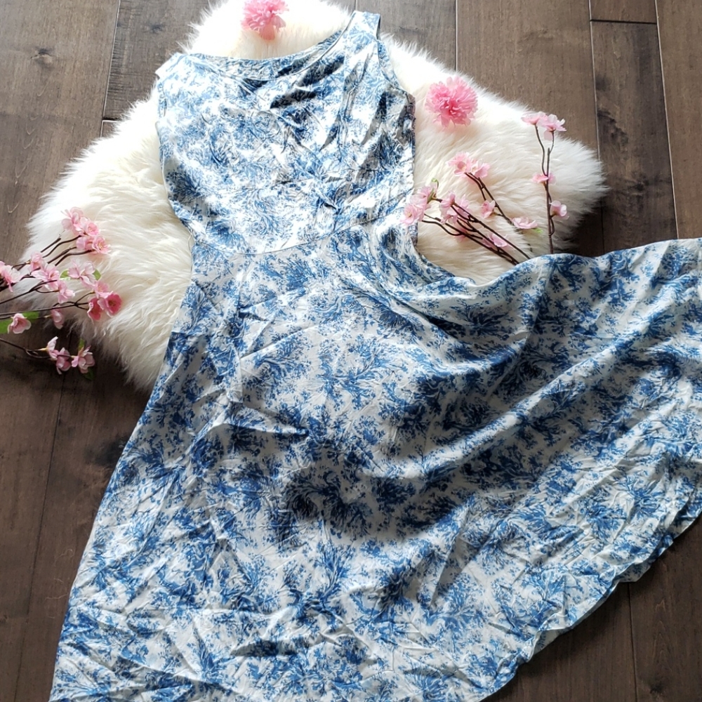 Vintage Floral Satin Cocktail Swing Dress